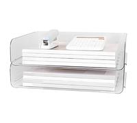 WYQXTY Portariviste in plastica, Organizer for vassoi portadocumenti impilabile in acrilico a 2 livelli for scrivania, trasparente, 12,8x10,04x5,51 pollici