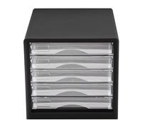 WYQXTY Portariviste in plastica, Organizzatore di file da scrivania a 5 cassetti, porta riviste nero