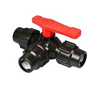 WYQXTY Valvola a Sfera in plastica PVC, Valvola a Sfera a 3 Vie, valvola a T in plastica con Attacco rapido, Misure Multiple, Accessori for l'irrigazione dei Terreni agricoli(Black,3/4")