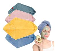 WYRGQIQN Asciugamano per Capelli in Microfibra Set di 4 turbanti per capelli veloce asciugatura, duschhaube con pulsante, dimensioni 25x65cm per donne
