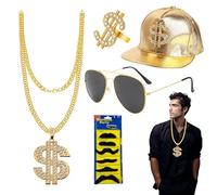 WYRGQIQN Collana Rapper, Collana Trapstar, Collana Dollaro - Set Completo di Accessori Ispirati agli Anni '80 e '90 per la Tua Performance di Deadpool e Halloween