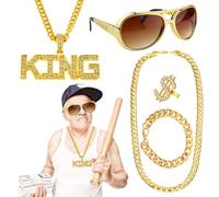 WYRGQIQN Collana Rapper Deluxe - Fake Brille & Dollari Finti - Accessori di Moda Perfetti per il Gioco Bambina Anni & Soldi Finti - Perfetto per Feste a Tema e Abbigliamento Hip Hop