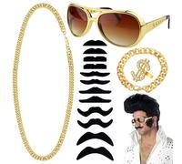 WYRGQIQN Costume da Rapper Finto - Griglia di Noyz Narcos, Collana Grillz, Sigaro Drip Maranza, Dollari Finti e Accessori Carnevale