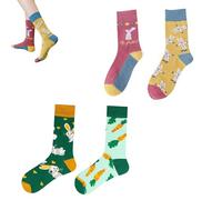 WYRGQIQN Paia Calzini Donna Cotone Fantasia Calze,Calzini divertenti,Calzini Pasquali Divertenti,Set da 2 Paia di Calze Colorate e Originali per Coppie,Colorate,Moda,Donna,Uomo,Amici e Famiglie