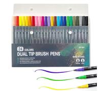 WYRGQIQN Pennarelli da colorare, Pennarelli con punta a pennello di alta qualità e doppia punta, ideali per Mandala da colorare per adulti, penne colorate, tratto pen, 24 colori unici