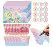 WYRGQIQN Set da 12 Inviti per Feste di Compleanno con Bordo Dorato a Tema Farfalle - Bellissimi Inviti per Ragazze, Completi di Buste, Decorazioni Esclusive per Compleanni