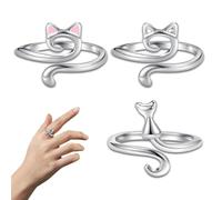 WYRGQIQN Set di 3 Anelli di Metallo per Uncinetto - Anello di Regolazione in Argento per Lavori a Maglia, Accessori Häkelring per Uncinetto e Anelli di Tensione Verstellbarer