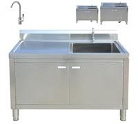 WYRNOBRX Lavello Commerciale con Mobile Contenitore Lavabo Inossidabile con Rubinetto E Scarico Lavelli da Cucina Indipendenti con Piano di Lavoro per Ristoranti, Esterni,Argento,L100*H80*W50