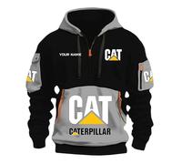 WYSTEN Felpa Uomo con Cappuccio Ca.ter-pillar, Fai da te ha stampato il tuo nome, Felpa con Cappuccio Modello,Hooded Track Top Felpa con Cappuccio, DIY Name(Black-Grey,S)