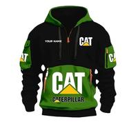 WYSTEN Felpa Uomo con Cappuccio Ca.ter-pillar, Fai da te ha stampato il tuo nome, Felpa con Cappuccio Modello,Hooded Track Top Felpa con Cappuccio, DIY Name(Black-Green,M)