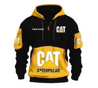 WYSTEN Felpa Uomo con Cappuccio Ca.ter-pillar, Fai da te ha stampato il tuo nome, Felpa con Cappuccio Modello,Hooded Track Top Felpa con Cappuccio, DIY Name(Black-Yellow,XXL)