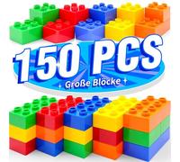 WYSWYG Grande set di mattoncini da costruzione, 150 pietre in 5 colori, compatibile - ideale per bambini dai 1 2 3 4 5 anni, codice standard, multicolore
