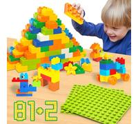 WYSWYG® Grande set di mattoncini da costruzione, 81 pezzi e 2 piastre, compatibile con pietre Lego Duplo e migliori marche, per bambini dai 2 ai 4 ai 5 anni