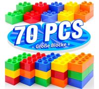 WYSWYG Set di blocchi grandi - 70 blocchi, 5 colori, compatibili - adatti per 3, 4, 5 anni, dimensioni standard, multicolore