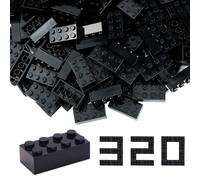 WYSWYG Set di mattoncini da costruzione 2 x 4, 320 pezzi, nero, set di blocchi da costruzione classici, compatibili con tutte le principali marche