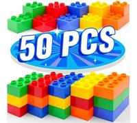 WYSWYG Set di mattoncini grandi - 50 mattoncini, 5 colori, compatibile - 3 4 5 6 Ideale per bambini dai 5 anni in su