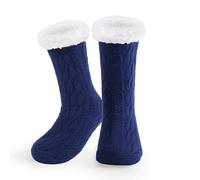 WYTartist Uomo Calze a Pantofola Calzini Antiscivolo Silenziosi Morbidi per Casa Calze Invernali Termici per Regalos Hombre Navidad (Twist Blue)