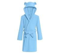 WYTbaby Accappatoio per bambini e bambine, 100% spugna di cotone, con cappuccio, accappatoio per bambini da 3 a 8 anni, Azzurro, 3-5 Years