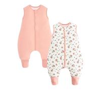 WYTbaby Confezione da 2 sacchi nanna con gambe, polsini pieghevoli, coperta indossabile in cotone da 1,5 1,0 tog, sacco a pelo Walker, cerniera frontale, Fiore rosa, 100-4-6 Years