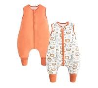WYTbaby Confezione da 2 sacchi nanna con gambe, polsini pieghevoli, coperta indossabile in cotone da 1,5 1,0 tog, sacco a pelo Walker, cerniera frontale, Leone Arancione, 80-2-3 years