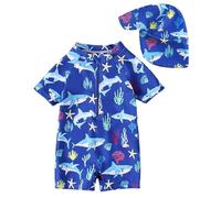 WYTbaby Costume da bagno intero per bambini, a maniche lunghe, protezione UV, per bambini da 3 mesi a 3 anni, Squalo Blu, 3-6 Months
