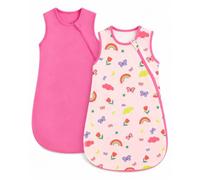 WYTbaby Sacco nanna per neonati, confezione da 2 pezzi, 0,5, 1, 1,5 Tog, 100% cotone, per neonati, ragazzi e ragazze, 0-24 mesi, 0,5 Tog rosa arcobaleno, 0-6 Mesi