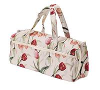 Wytino Borsa Organizer per Lavoro a Maglia Grande, per Ferri da Maglia e Gomitoli, Squisito Pratica Grande Borsa in Tessuto, Organizer per Lavoro a Maglia e Accessori (Jacquard Rose)