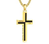 WYUESGU Collana a croce da uomo, con ciondolo a croce in oro 14 K con versi della Bibbia, gioiello da uomo con catena rolò