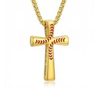 WYUESGU Collana con croce da baseball e calcio, ciondolo a croce in oro 14 K con versetto della Bibbia, gioielli religiosi cristiani, regali per uomo