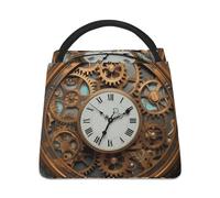 WYUSPGK Borsa per il pranzo, borsa termica per il pranzo con stampa di orologio Steampunk arrugginito, borsa termica per il pranzo, borsa per il pranzo resistente, borsa per il pranzo leggera borsa