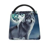 WYUSPGK Borsa per il pranzo, con stampa di lupo sotto la luna, borsa termica per il pranzo, borsa termica per il pranzo, borsa per il pranzo leggera borsa da