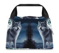WYUSPGK Borsa per il pranzo, con stampa di lupo sotto la luna, borsa termica per il pranzo, borsa termica per il pranzo, borsa per il pranzo leggera borsa da