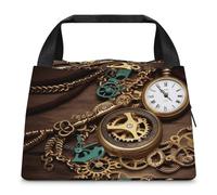 WYUSPGK Borsa per il pranzo, orologi steampunk, con stampa di chiavi e catene, borsa termica per il pranzo, borsa termica per il pranzo, borsa per il pranzo leggera borsa da picnic