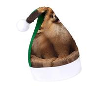 WYUSPGK Cappello di Babbo Natale, cappello di Natale giallo con stampa Pomerania con finiture in peluche vestito a tema natalizio Cappello di Babbo Natale