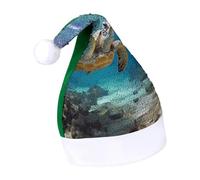 WYUSPGK Cappello di Babbo Natale, tartaruga marina 1, cappello di Natale con bordo in peluche, vestito a tema natalizio cappello di Babbo Natale