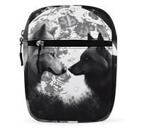 WYUSPGK Piccola cartella, lupi amore sotto la luna stampa animale selvatico borsa a tracolla borsa a tracolla versatile borsa a tracolla casual borsa tracolla staccabile borsa a tracolla borsa lupi