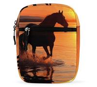 WYUSPGK Piccola cartella, stampa di cavalli di lago tramonti borsa a tracolla borsa a tracolla versatile borsa casual borsa a tracolla borsa tracolla staccabile, tramonti cavalli sul lago, taglia