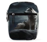 WYUSPGK Piccola cartella, stampa lupo di notte, borsa a tracolla borsa a tracolla versatile borsa casual borsa a tracolla borsa tracolla staccabile borsa a tracolla borsa lupo di notte, taglia unica
