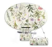 WYUSPGK Tappetino da picnic rotondo, Stagione Acquerelli di Erbe Flowersb Stampa Coperta da picnic all'aperto Tappetino da picnic multiuso Tappetino da picnic pieghevole Tappetino da picnic portatile