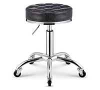 WYUYIWH Sgabello rotondo da ufficio, sedia da scrivania, sgabello rotolante, sgabello arrotolabile, panca da lavoro regolabile con seduta in pelle sintetica marrone PU, regolabile in altezza 45-55 cm