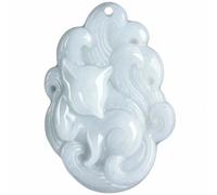 Wyvix Ciondolo di volpe giadeite Seme glutinoso grado A, collana spirito a nove code da 35 mm, amuleto fascino d'amore bianco riso appiccicoso morbido