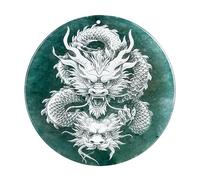 Wyvix Ciondolo drago di giadeite grado A, collana giada d'acqua blu intagliata, grande amuleto rotondo dello zodiaco for uomini e donne(A)