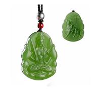 Wyvix Ciondolo guardiano dello zodiaco di giada Hetian acqua limpida, collana Manjusri Samantabhadra Bodhisattva da 10 g, amuleto nefrite(Ox patient)