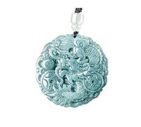 Wyvix Collana con drago denaro in giada d'acqua blu - Ciondolo zodiacale in giadeite intagliato a mano monete portafortuna Amuleto Feng Shui for ricchezza e successo professionale