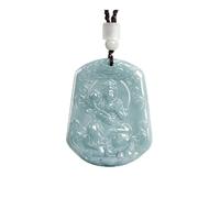 Wyvix Collana di vera giada Giadeite naturale 'acqua blu Ciondolo degli otto dei guardiani Zodiaco Santo patrono Amuleto for gioielli da uomo e donna(Dragon Snake)