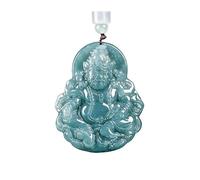Wyvix Collana di vera giada Giadeite naturale blu acqua Ciondolo Huang Caishen Giallo ricchezza Amuleto for gioielli da uomo donna