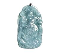 Wyvix Collana di vera giada Giadeite naturale grado A della ricchezza Ciondolo Pietra d'acqua blu Amuleto fortuna for gioielli da uomo e donna