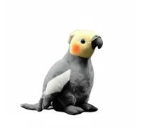 Wyvix Realistico pappagallo grigio di peluche - 18 cm, morbido e soffice, con cresta gialla