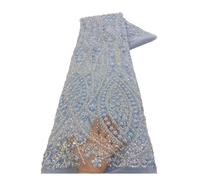 Wyvix Tessuto con paillettes e perle, 5 iarde pesanti 2,7 kg, punto catenella, tubo, perline, maglia for abito da sposa Aso Ebi(Azureblue)