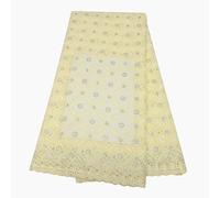Wyvix Tessuto di pizzo voile da 5 metri cotone punto catenella maglia perline for matrimonio Aso Ebi(Yellow)